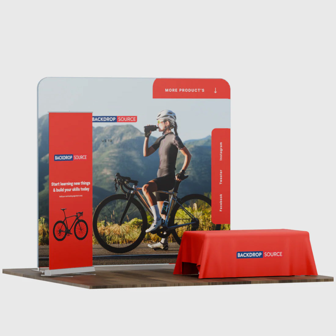 10x10 Starter Booth Kit with Backwall, Banner Stand & Table Cover