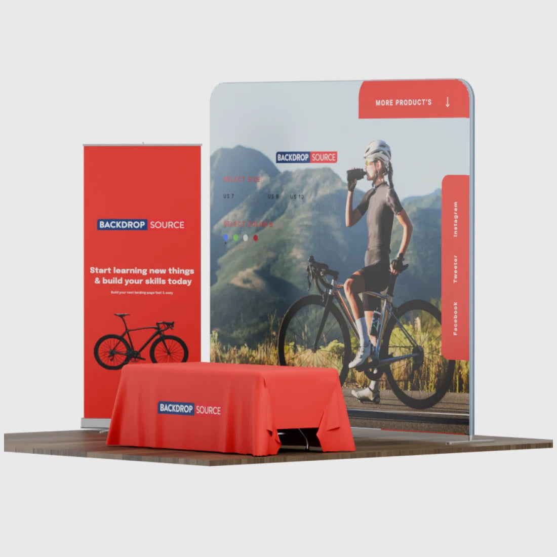 10x10 Starter Booth Kit with Backwall, Banner Stand & Table Cover