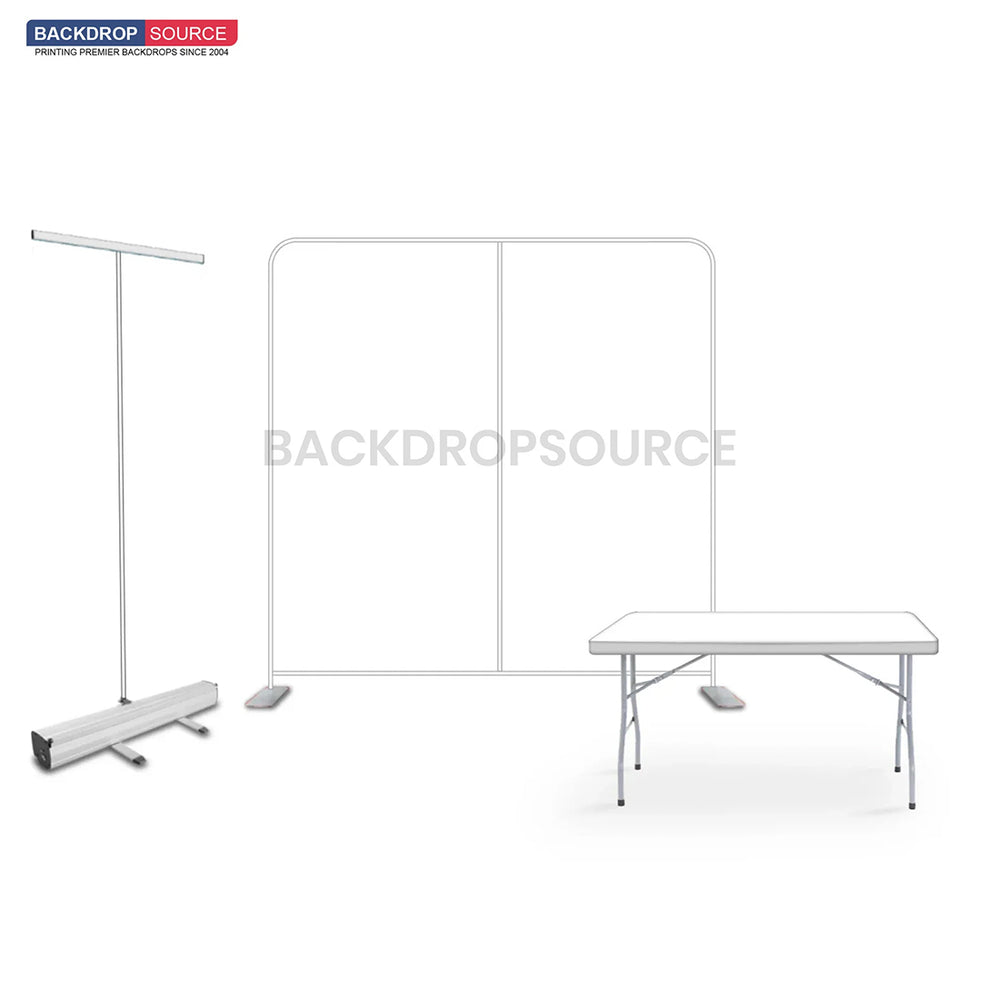10x10 Starter Booth Kit with Backwall, Banner Stand & Table Cover
