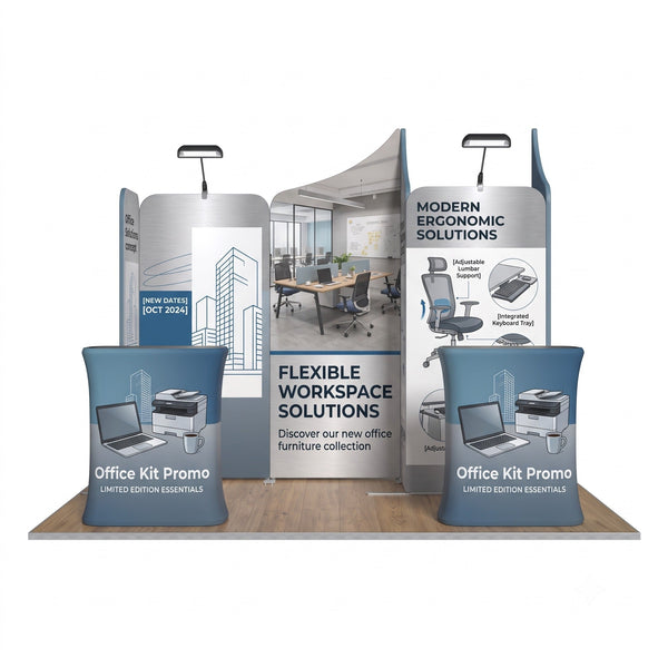 Magnetic Straight & Slope Fabric Banner Stand Exhibition Kit with Pop-Up Booth