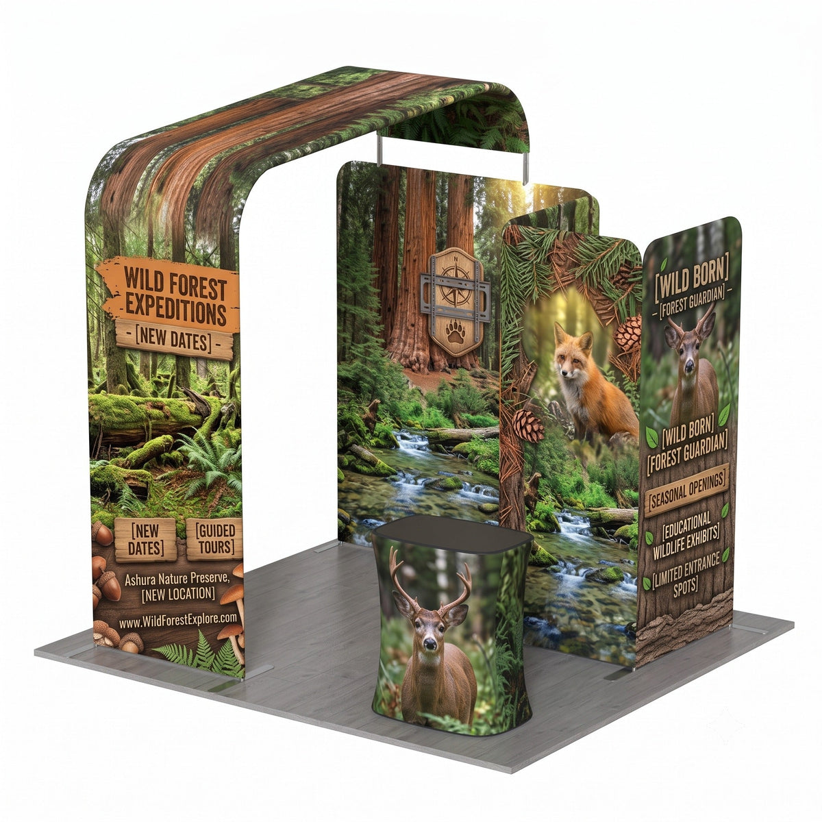 Magnetic Fabric Banner Stand & L-Shaped Display Exhibition Kit with Pop-Up Booth - angled view