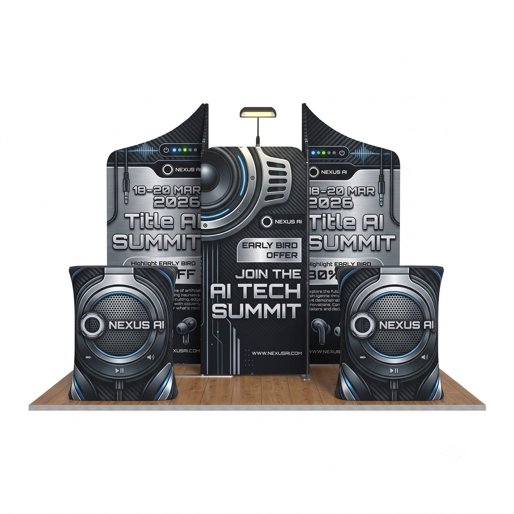 Magnetic Fabric Banner Stand & Pop-Up Booth Exhibition Kit - front view