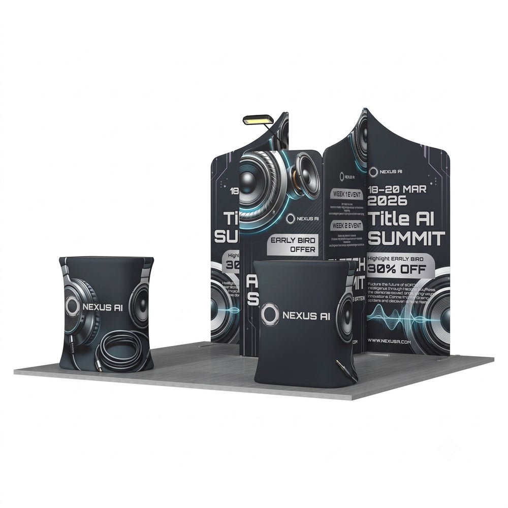 Magnetic Fabric Banner Stand & Pop-Up Booth Exhibition Kit - angled view