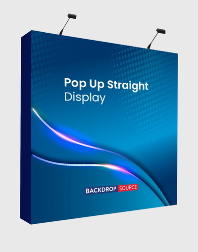 Fabric Popup Straight Backwall Kit with Clamping Lights