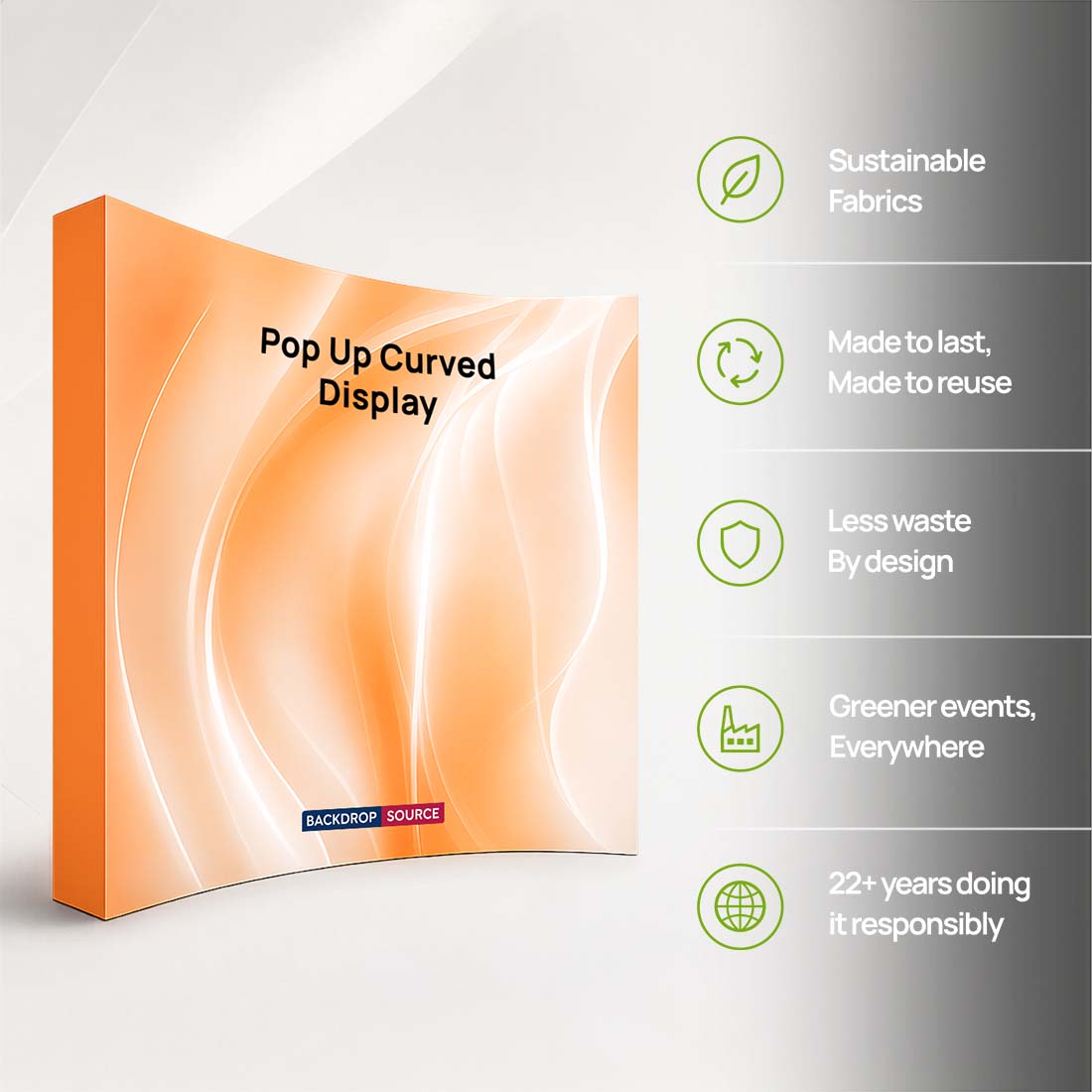 Fabric Pop Up Curved Velcro Media Wall