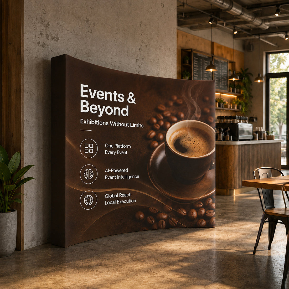 Fabric Pop Up Curved Velcro Media Wall