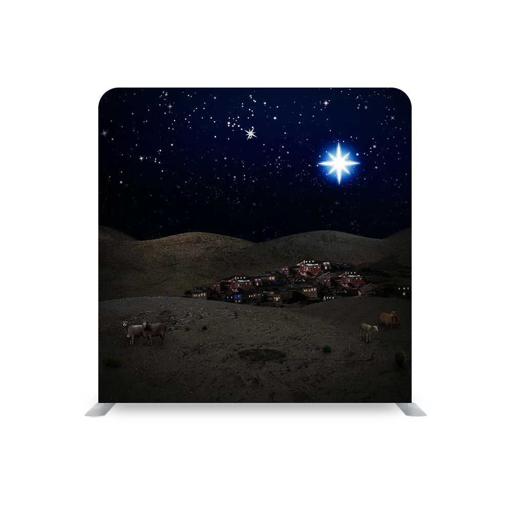 Christmas Bethlehem Night Scene STRAIGHT TENSION FABRIC MEDIA WALL