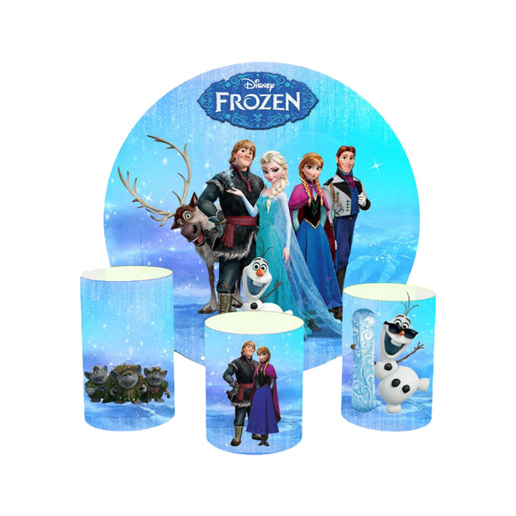 Frozen Princess Event Party Round Backdrop Kit - Model 1