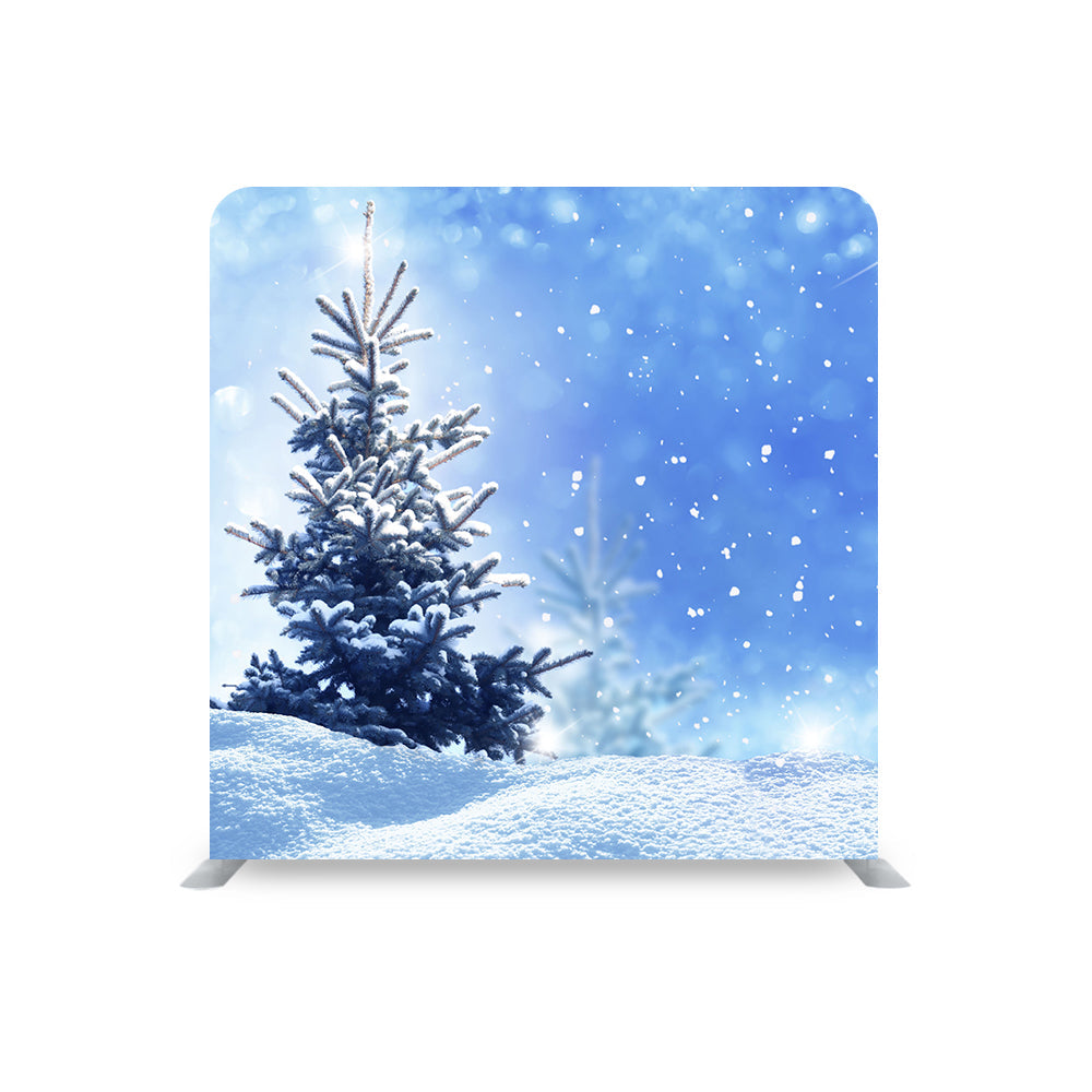 Frozen Tree Blue Glittering Sky STRAIGHT TENSION FABRIC MEDIA WALL
