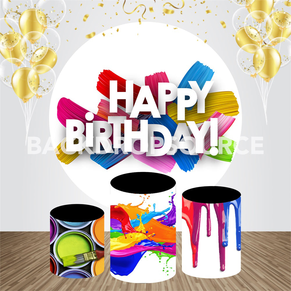 Colorful Birthday Event Party Round Backdrop Kit