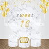 White Themed Sweet Sixteen Event Party Round Backdrop Kit