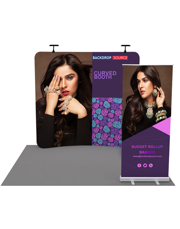 10x10 Booth Kit with Backwall and Rollup Banner Stand