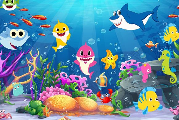 Sea Animals Cartoon Backdrop Printing