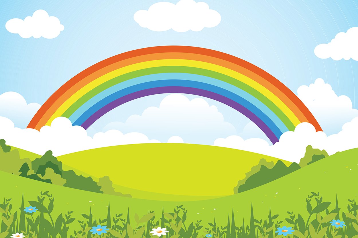 Rainbow Landscape Illustration Backdrop