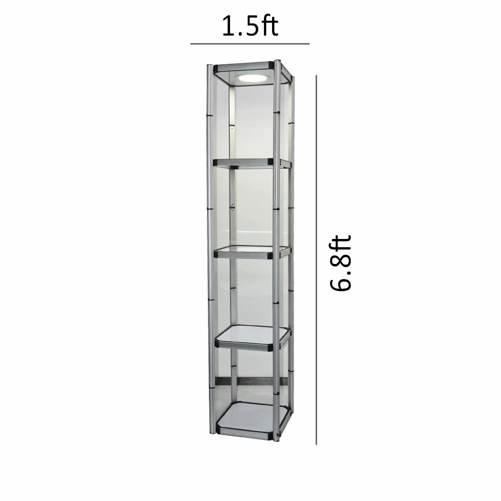 Square Portable Aluminum Spiral Tower Display - 5 Layer Shelves