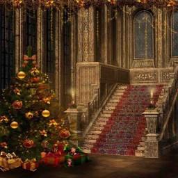 Christmas Staircase Photo Print Photography Backdrop