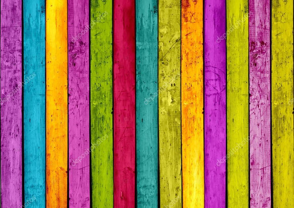 Colorful Wood Stripe Print Photography Backdrop