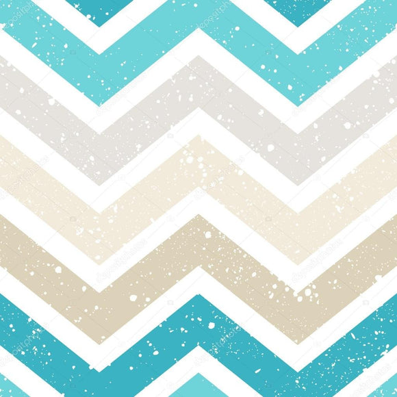 Blue and Brown Chevron Print Photography Backdrop