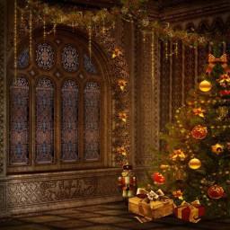 Palace Christmas Photo Decorative Print Photography Backdrop